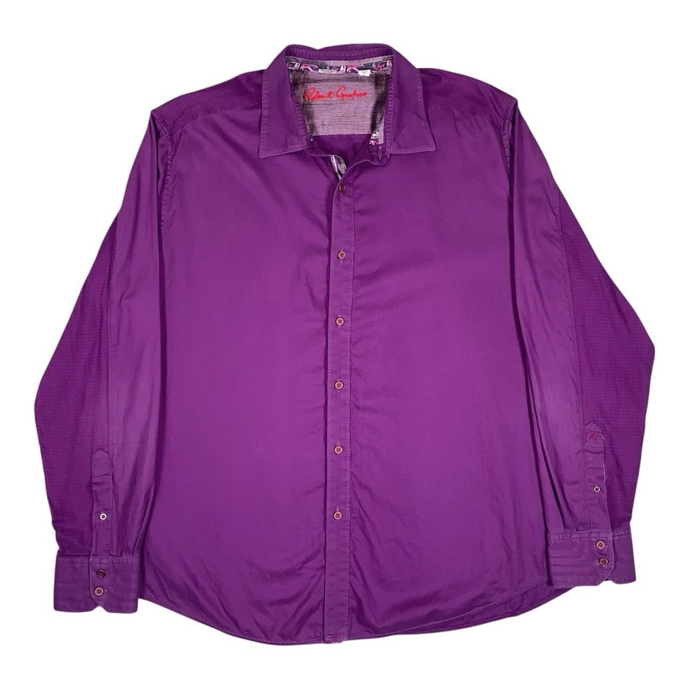 Robert Graham Button Down Shirt Mens 2XL Purple Classic‎ Fit Micro Houndstooth